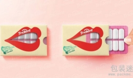 笑出洁白牙齿的口香糖包装：Trident Gum